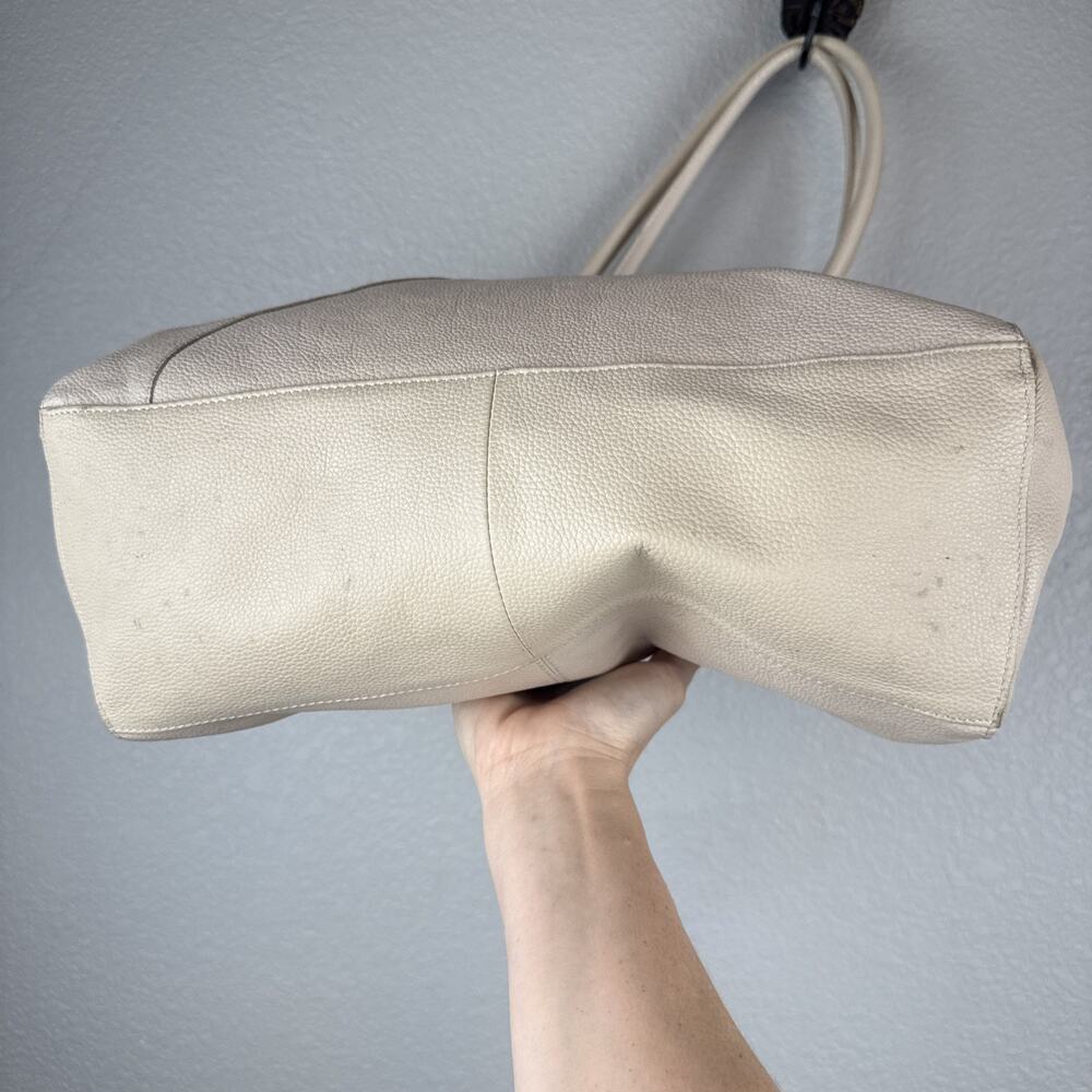Lucky Brand Jaid Shoulder Tote Bag Purse Shopper Stucco Ivory Pebbled Leather - Picture 5 of 10